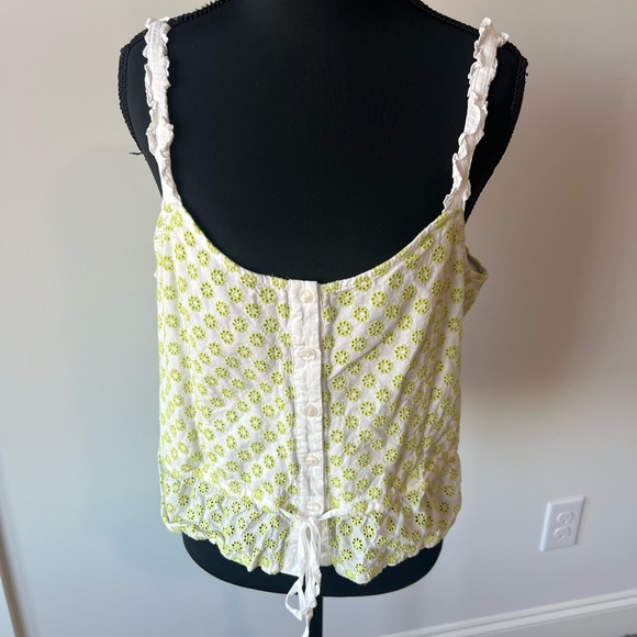 Modcloth Darling For The Prairie Peplum Tank Top Floral Eyelet Size Large - Picture 3 of 8